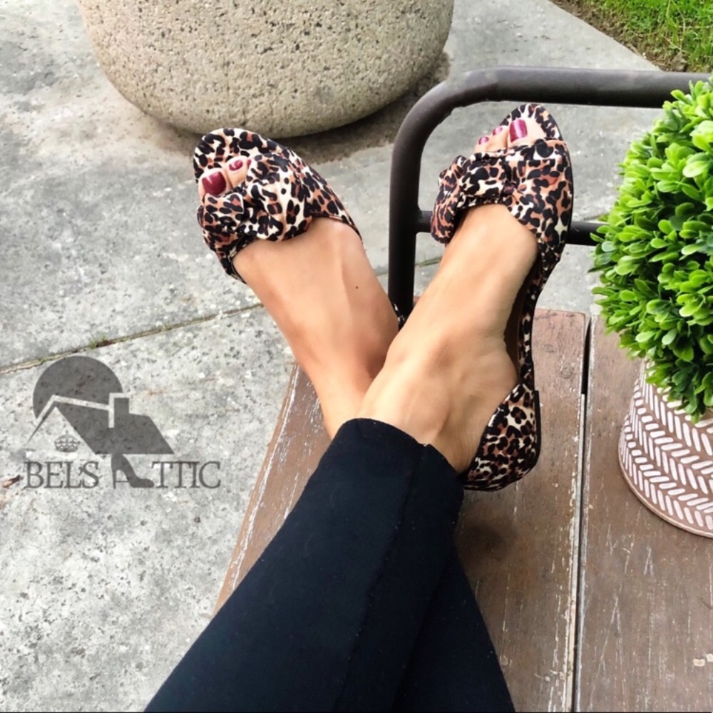 Peep Toe Animal Leopard Print Flats